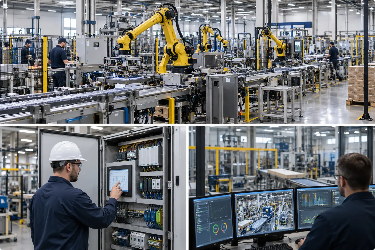 PLC and HMI industrial factory automation control cabinet
