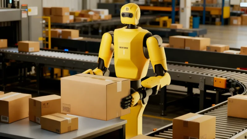 DexForce W1 Pro in a manufacturer-provided intelligent-manufacturing illustration.