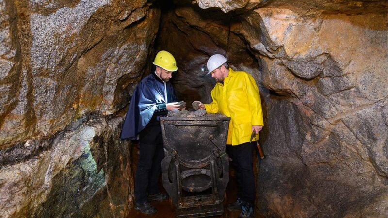 Inspection of lithium ore at the Zinnwald mine in Germany