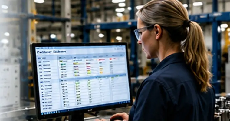 Manufacturing line where production scheduling and WIP software can connect physical work with business information